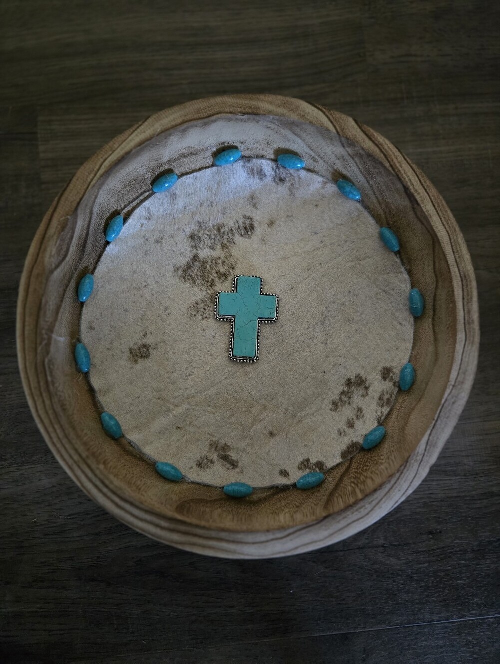 Turquoise Cross Decorative Bowl - Home Accents